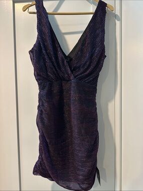 Lulu's Shimmery Deep Purple V-Neck Mini Dress BNWT size small